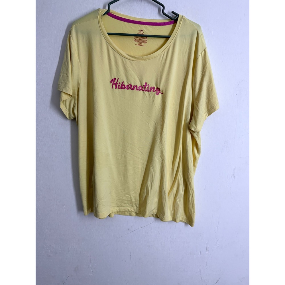 Secret Treasures Yellow Hibernating Graphic Sleep Shirt Pajama Top XL 16-18